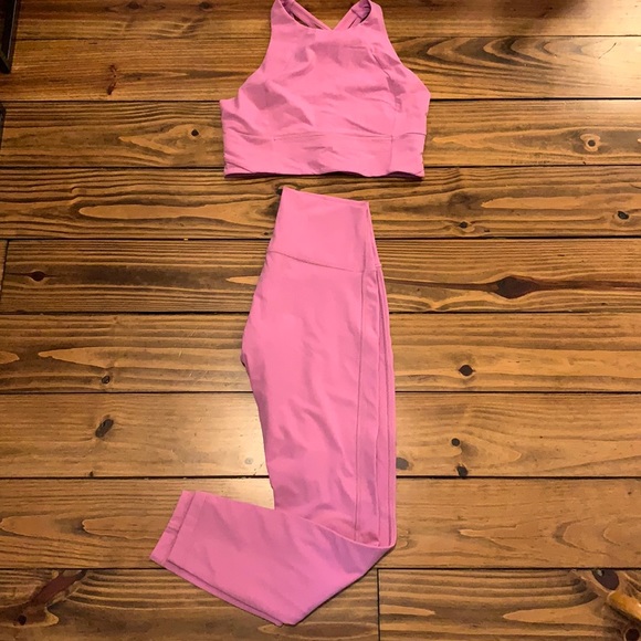 Lululemon pink workout set top size 8 bottom size 6